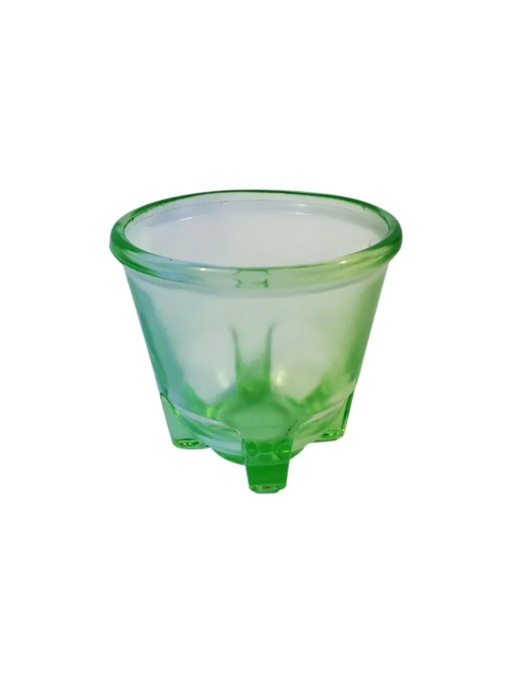 Vintage Anchor Hocking 16 Oz Green Uranium Vaseline Glass Hand Mixer Bowl Glows